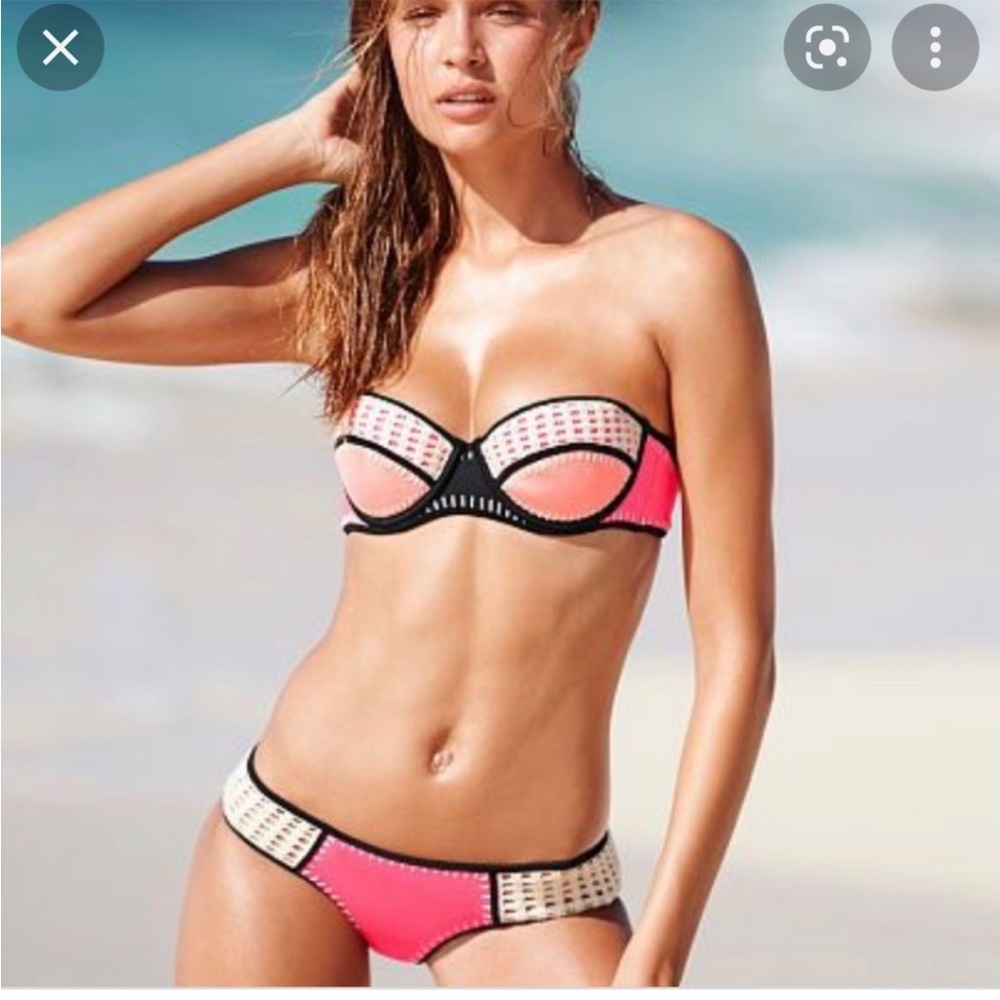 Pink and Black Women's Bikini Set